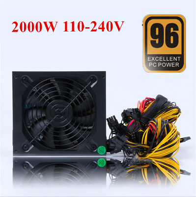 #ad 2000W Modular Mining Power Supply Fit For 6 8 GPU Graphic Cards 96 Gold 110 240V $126.23