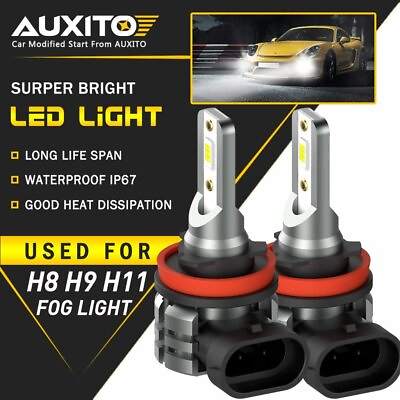 #ad 2x AUXITO H11 H16 H8 LED Fog Driving Light 6000K Super Bright DRL Bulb L3 Kit UO $18.04