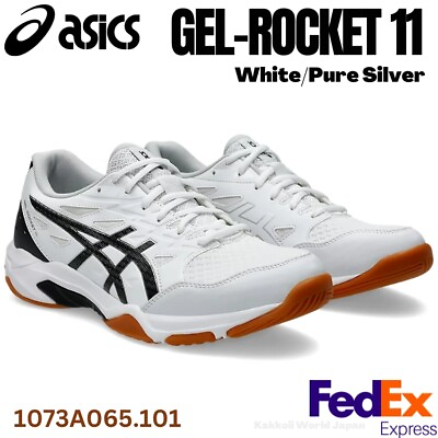 #ad Asics Volleyball Shoes GEL ROCKET 11 White Pure Silver 1073A065 101 UNISEX NEW $94.00