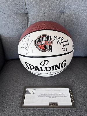 #ad RARE Tony Parker and Gregg Popovich Autographed Basketball HOF Ball Panini Spurs $850.00