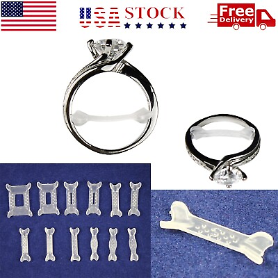 #ad 12PCS Ring Size Adjuster Invisible Clear Ring Sizer Jewelry Fit Reducer Guard US $4.99