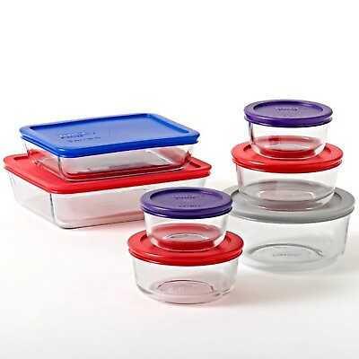 #ad Glass Simple Storage Container Set with Lid 14 Pieces Easy To Store $19.92