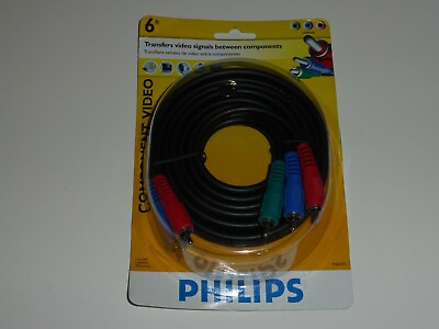 #ad NEW Philips Component Video Cable 6 foot 3 vid red blue green $11.99