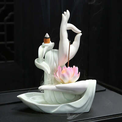 #ad Lotus in Hand Incense Backflow Burner $54.99