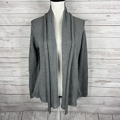 #ad Wooden Ships Womens Open Front Cardigan Size S M Gray Loose Knit Long Sleeve $25.99