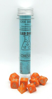 #ad Chessex Lab Dice 4 CHX 30038 Heavy Orange Turquoise Polyhedral 7 Die Set $11.40