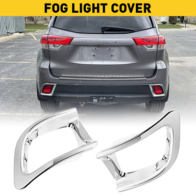 #ad Chrome Fog Light Rear Bumper Lamp For Cover 2014 2019 Highlander Toyota Decor $16.99