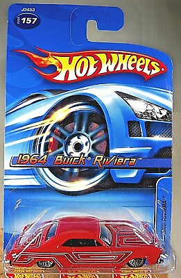 #ad 2006 Hot Wheels Mainline Collector #157 1964 BUICK RIVIERA Red Variant w Lace Sp $9.75