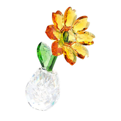 #ad 1PC Crystal Flower Figurines Crystal Sunflower Figurine Red Crystal Glass Rose $15.49