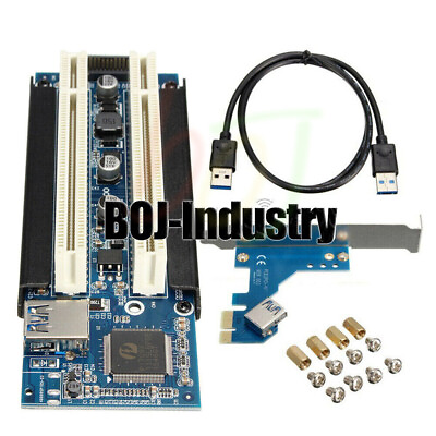 #ad 2.6 FT PCI E Express X1 to Dual PCI Riser Extend Adapter Card With USB 3.0 Cable $23.21