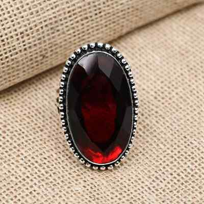 #ad Huge Red Garnet Gemstone Ring 925 Sterling Silver Designer Ring All Size HM173 $10.99
