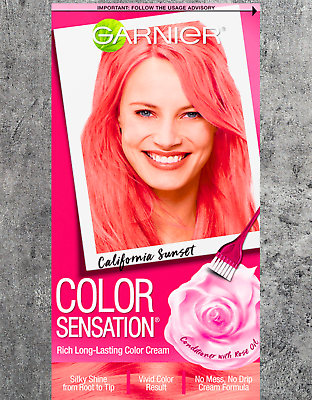 #ad Garnier Color Sensation Hair Color Cream Dye California Sunset 7.26 Coral Pink $12.99