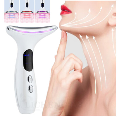 #ad LED Photon Therapy Neck Face Lifting Massager Remove Double Chin Skin Tighten US $16.28
