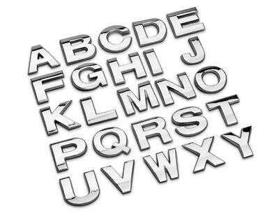 #ad 25mm Metal Emblem Chrome Silver Car Sticker Letter Alphabet Number $1.99
