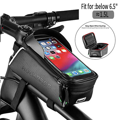 #ad ROCKBROS Bike Front Top Tube Frame Bag MTB Waterproof Cycling Phone Holder Case $16.79