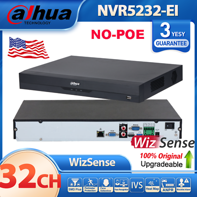 #ad Dahua 4K AI NVR 32CH WizSense Face Detection amp; Recognition NO POE NVR5232 EI $368.60