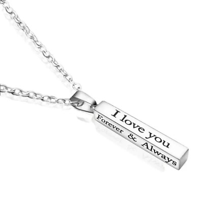 #ad 925 Sterling Silver I Love You Forever And Always New Fashion Pendant Necklace $15.74