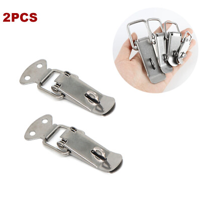 #ad 2X Stainless Steel Toggle Latch Spring Loaded Catch Clamp Clip With Hole Lockab $6.99