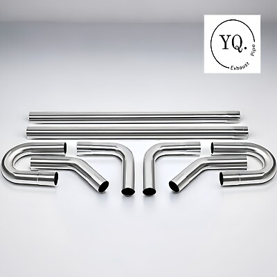 #ad 8Pcs 2.5quot;OD T304 Stainless DIY Exhaust Tubing Mandrel Straight U Bend Pipe Kit $89.58