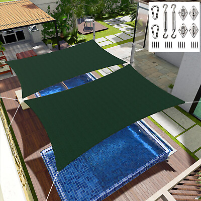 #ad Sun Shade Sail Canopy Rectangle Sand UV Block Sunshade For Backyard Deck Green $62.99
