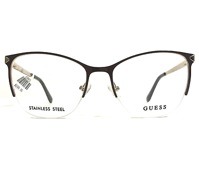 #ad Guess Eyeglasses Frames GU2666 049 Brown Gold Round Cat Eye Half Rim 53 17 135 $64.99