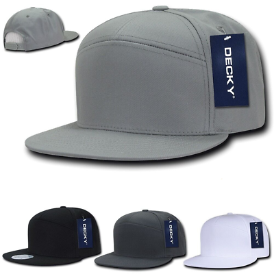 #ad DECKY 7 Panel Cotton Snapbacks Snapback Flat Bill Baseball Hats Cap Caps Unisex $14.75