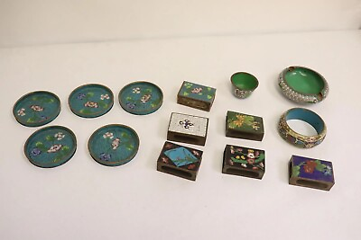 #ad 14 Pieces Vintage Chinese Cloisonne $200.00
