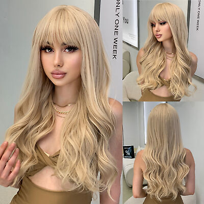#ad Long Wavy No Lace Wig Heat Resistant Hair Light blonde Halloween Soft $17.99