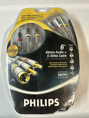 #ad Philips 6ft Stereo Audio S Video Cable 24K Gold Plated New Factory Sealed $9.99