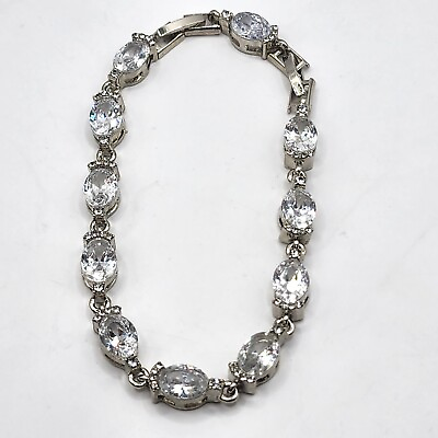 #ad Rhinestone Bracelet Silver Tone SPARKLES 7.5quot; $16.99