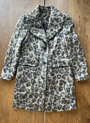 #ad $728 Kate Spade Peacoat Wool Leopard Coat Brushed in Hazelnut Blend Size 0 NEW $65.40