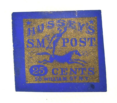 #ad US LOCAL STAMP SCOTT #87LE5 HUSSEY#x27;S SPECIAL MESSAGE POST 25 CENTS NY 1863 $40.99