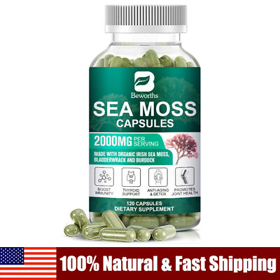 #ad Organic Sea Moss Capsules 2000Mg Irish Sea MossBladderwrack amp; Burdock Root $15.96