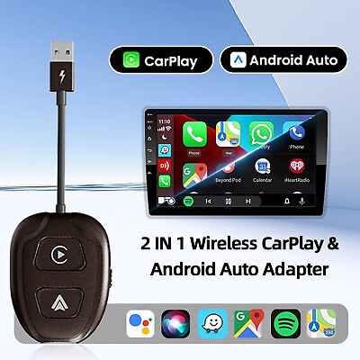 #ad 2 IN 1 Wireless CarPlay Adapter amp; Andoriod Auto Dongle for iOS 10amp; Android11 $53.99