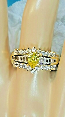 #ad crystal ring. goldtone ring. gems. golden band. fashion. beauty. Size 9. Love. $14.98