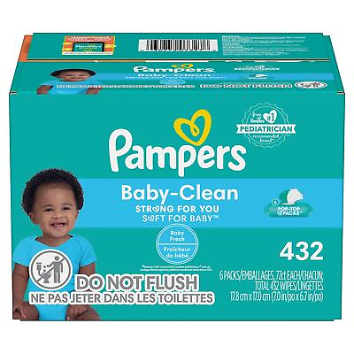 #ad Pampers Complete Clean Fresh Baby Wipe Refills 72 Wipes Pack 7 Packs Carton $30.82