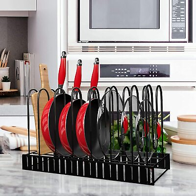#ad Pot and Pan Organizer for Cabinet Adjustable 8 NonSlip Tiers Pot Rack Organizer $34.98