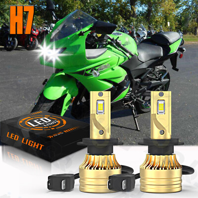 #ad For Kawasaki Ninja 250r 2008 2012 Motorcycle LED Headlight H7 White Bulbs 6000K $31.87