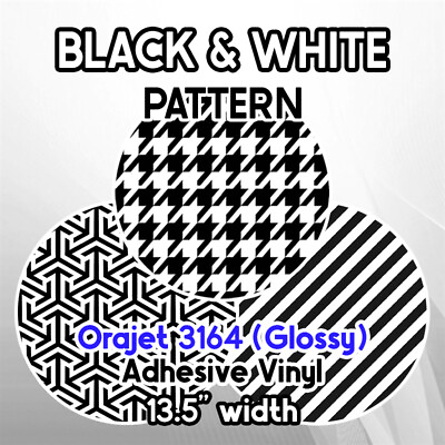#ad Black amp; White Patterned Adhesive Vinyl 13.5quot; ROLL **FREE SHIPPING** $9.21