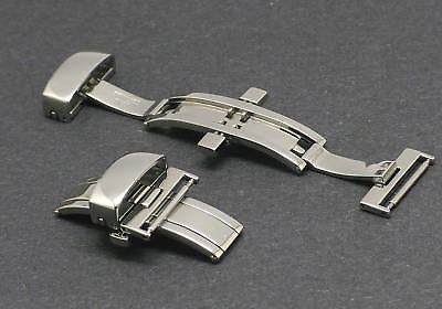 #ad 2Pcs 16mm Silver Polished Deployment Deployant Watch Strap Clasp Buckle $10.40
