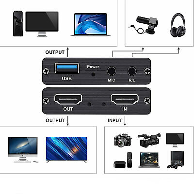 #ad 1080P HDMI Video Capture Card 4K 60fps Screen Record Game Streamer Device USB3.0 $22.99