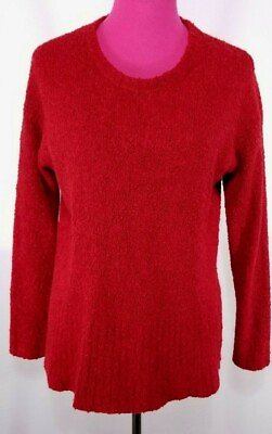 #ad Pure Jill Womens Size Small Textured Red V Neck Sweater Long Sleeve $17.49