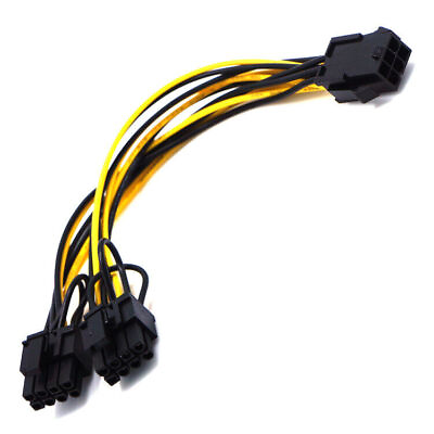 #ad PCI E 6 pin Female to Dual PCIE 8 62 Pin Male GPU VGA Power Cable Splitter $6.00