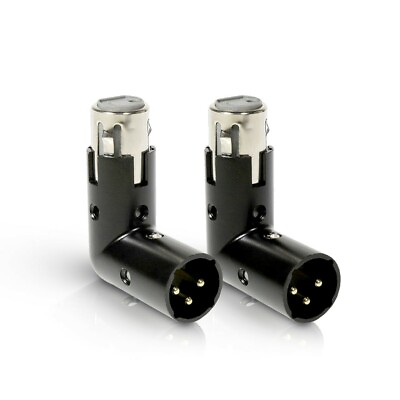 #ad Pair of 2 XLR 3 Pin Right Angle Adapter Male and Female Adjustable 4 Angle $30.99