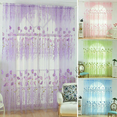 #ad Flower Printed Curtains Yarn Tulle Curtain Curtains Window Screening Home Decor $11.79