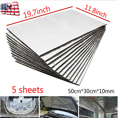 #ad 5 Sheet Car 10mm Sound Deadening Heat Shield Insulation Mat with Self Adhesive $19.07