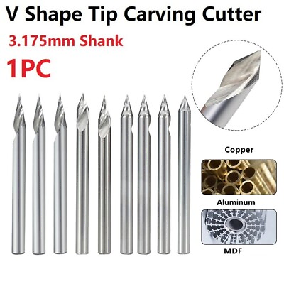 #ad Bit No Burrs Carbide Cutting 0.1 0.2 0.3mm Tip 1 8#x27;#x27; Shank 20 30 45 60 Degrees $11.19