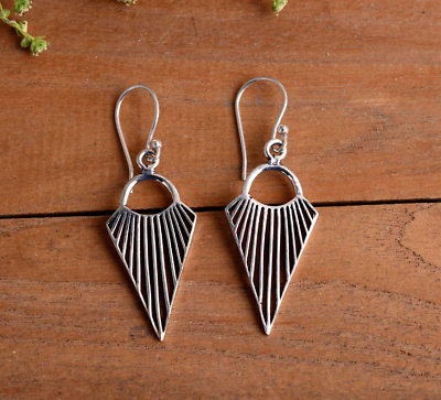 #ad Triangle Women Earrings 925 Sterling Silver Handmade Unique Gift Jewelry $12.49