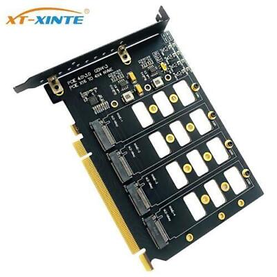 #ad Adapter X16 NVMe M Converter PCI E Card PCIE Expansion Card Split to 4 Port M.2 $19.11