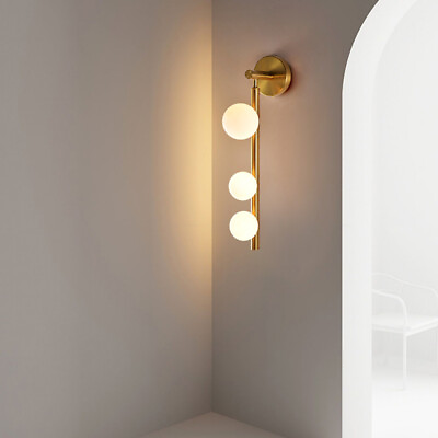 #ad Contemporary Sconce Light Vertical Glass Globe Wall Mount Light Corridor Lamp $119.00